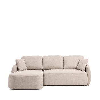 Laira 3-seater sofa bed in beige chenille with left chaise longue 246 cm FSC Mix Credit
