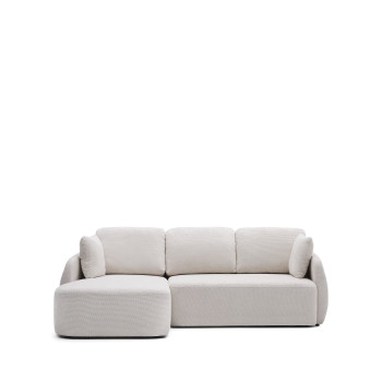 Laira 3-seater chenille sofa bed with left chaise longue, ecru, 246 cm, FSC Mix Credit