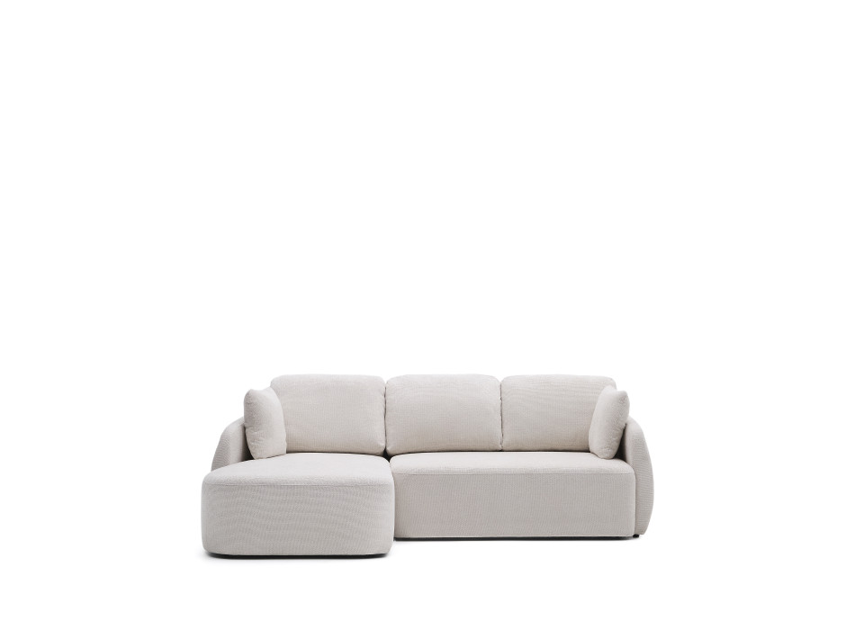 Laira 3-seater chenille sofa bed with left chaise longue, ecru, 246 cm, FSC Mix Credit