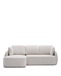 Laira 3-seater chenille sofa bed with left chaise longue, ecru, 246 cm, FSC Mix Credit