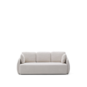 Laira 3-seater sofa bed in ecru chenille, 218 cm, FSC Mix Credit