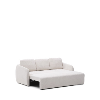 Laira 3-seater sofa bed in ecru chenille, 218 cm, FSC Mix Credit