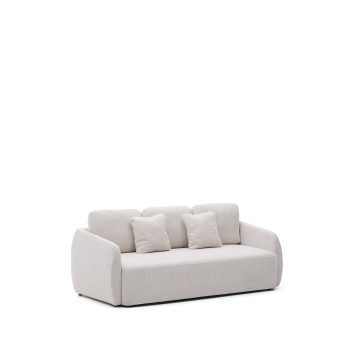 Laira 3-seater sofa bed in ecru chenille, 218 cm, FSC Mix Credit
