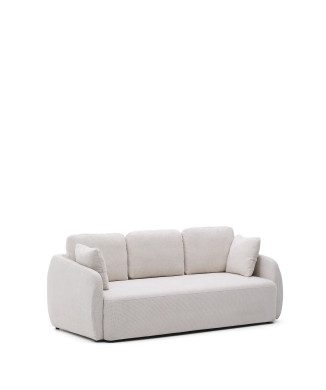 Laira 3-seater sofa bed in ecru chenille, 218 cm, FSC Mix Credit