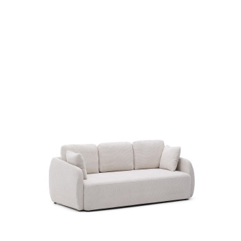 Laira 3-seater sofa bed in ecru chenille, 218 cm, FSC Mix Credit