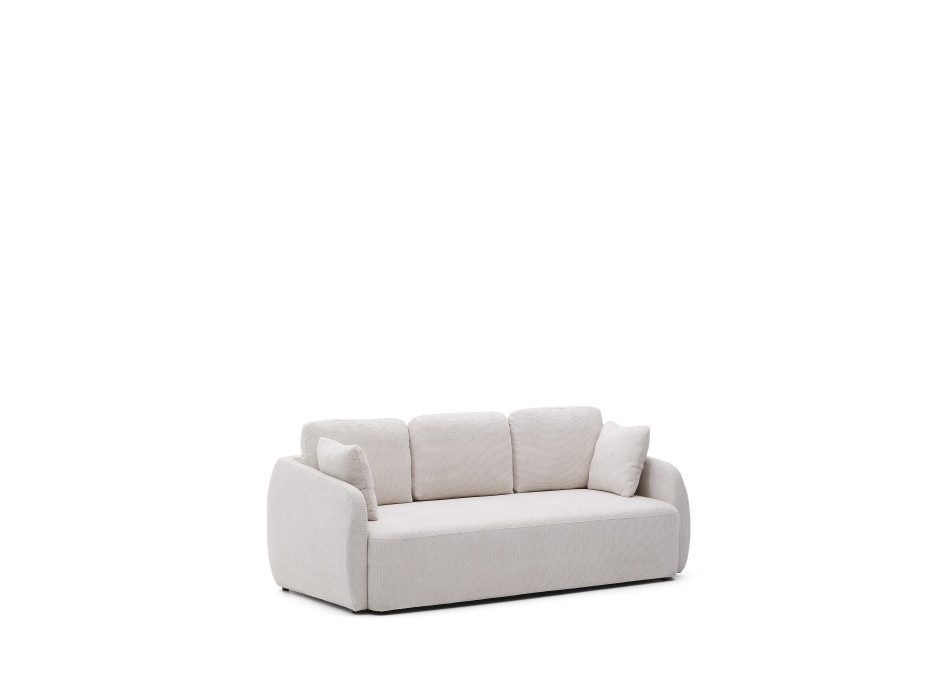 Laira 3-seater sofa bed in ecru chenille, 218 cm, FSC Mix Credit