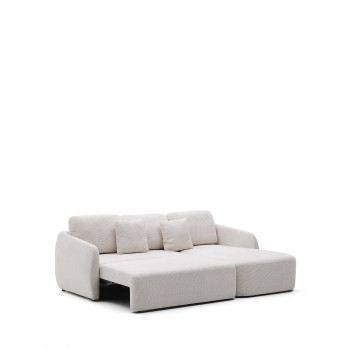 Laira 3-seater sofa bed in ecru chenille with right chaise longue 246 cm FSC Mix Credit