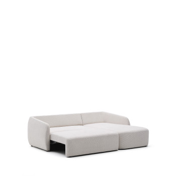 Laira 3-seater sofa bed in ecru chenille with right chaise longue 246 cm FSC Mix Credit