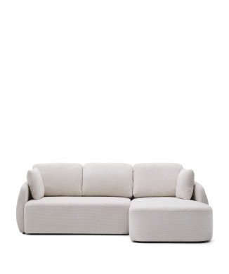 Laira 3-seater sofa bed in ecru chenille with right chaise longue 246 cm FSC Mix Credit