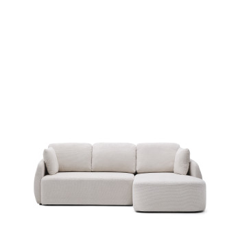 Laira 3-seater sofa bed in ecru chenille with right chaise longue 246 cm FSC Mix Credit