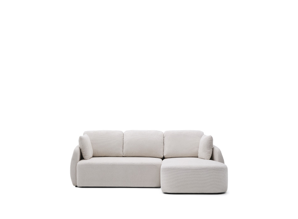 Laira 3-seater sofa bed in ecru chenille with right chaise longue 246 cm FSC Mix Credit