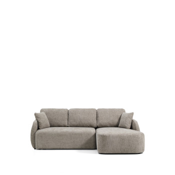 Laira 3-seater sofa bed in dove grey chenille with right chaise longue 246 cm FSC Mix Credit