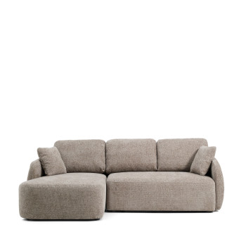 Laira 3-seater sofa bed in dove grey chenille with left chaise longue 246 cm FSC Mix Credit