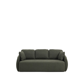 Laira 3-seater sofa bed in dark green chenille, 218 cm FSC Mix Credit