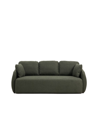 Laira 3-seater sofa bed in dark green chenille, 218 cm FSC Mix Credit
