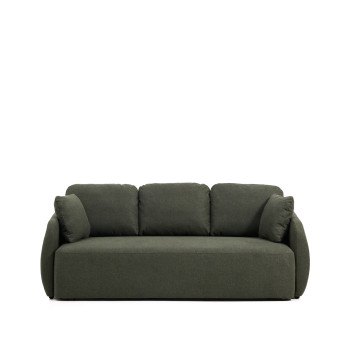 Laira 3-seater sofa bed in dark green chenille, 218 cm FSC Mix Credit