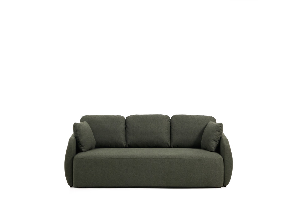 Laira 3-seater sofa bed in dark green chenille, 218 cm FSC Mix Credit