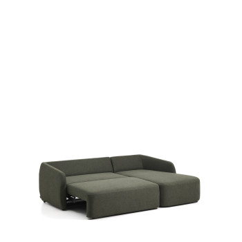 Laira 3-seater sofa bed in dark green chenille with right chaise longue 246 cm FSC Mix Credit
