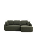 Laira 3-seater sofa bed in dark green chenille with right chaise longue 246 cm FSC Mix Credit