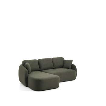 Laira 3-seater sofa bed in dark green chenille with left chaise longue 246 cm FSC Mix Credit
