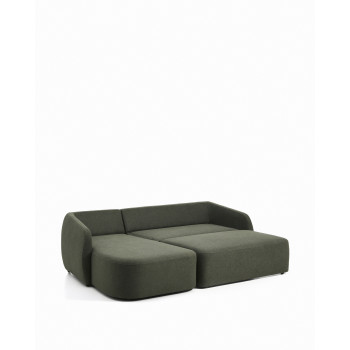 Laira 3-seater sofa bed in dark green chenille with left chaise longue 246 cm FSC Mix Credit