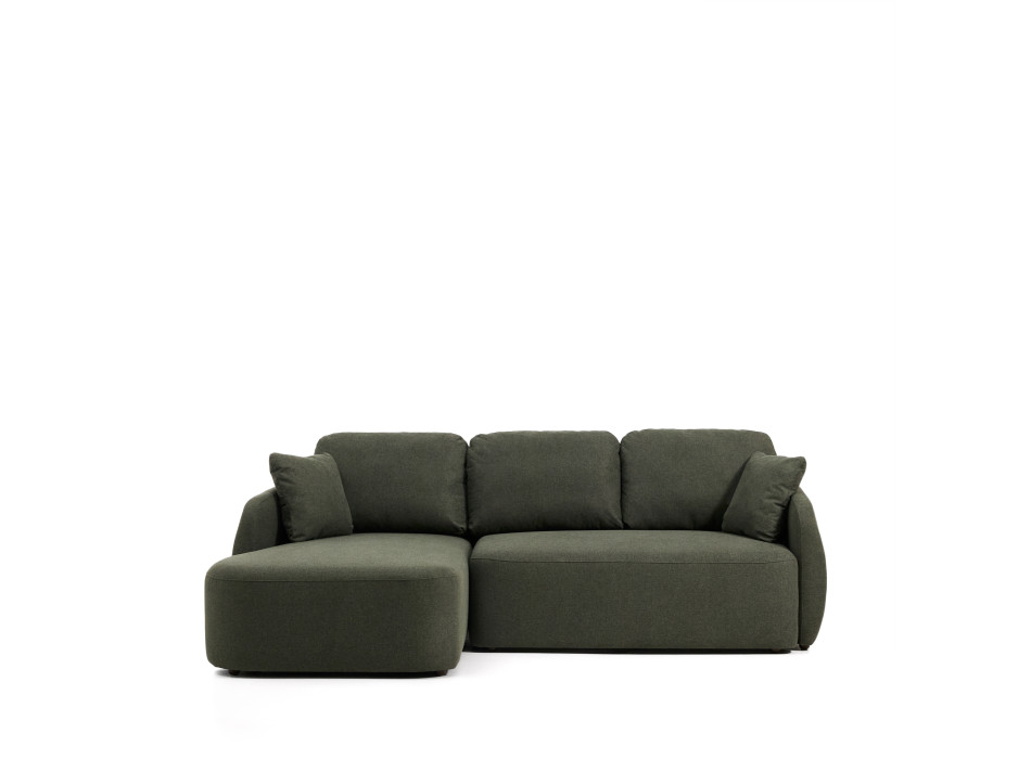 Laira 3-seater sofa bed in dark green chenille with left chaise longue 246 cm FSC Mix Credit