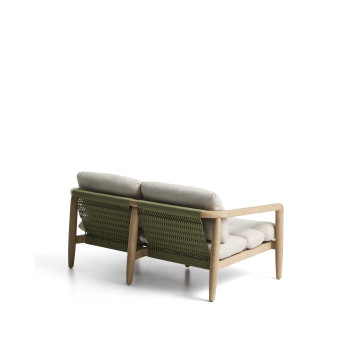 Menfi 2-seater sofa in solid acacia wood and green rope 136 cm FSC 100%