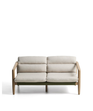 Menfi 2-seater sofa in solid acacia wood and green rope 136 cm FSC 100%