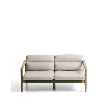 Menfi 2-seater sofa in solid acacia wood and green rope 136 cm FSC 100%