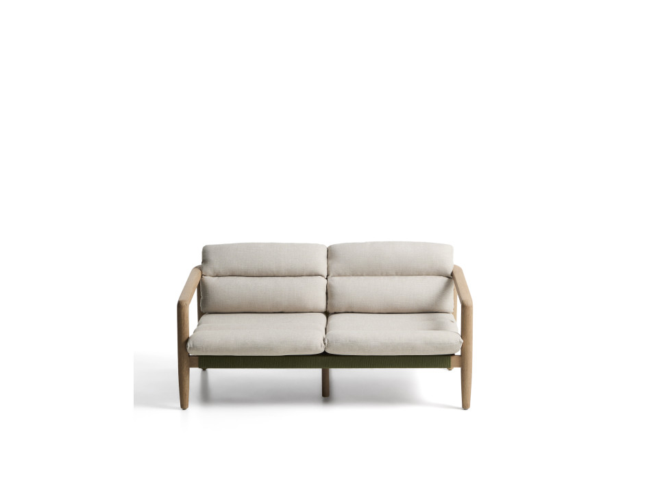 Menfi 2-seater sofa in solid acacia wood and green rope 136 cm FSC 100%