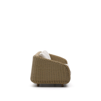 Meria 3-seater sofa in synthetic rattan and 100% FSC solid acacia wood legs 208 cm