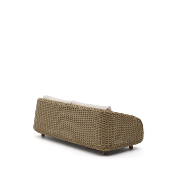 Meria 3-seater sofa in synthetic rattan and 100% FSC solid acacia wood legs 208 cm