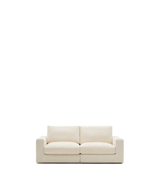 Alea 3-seater modular sofa with removable cover in ecru chenille 220 cm