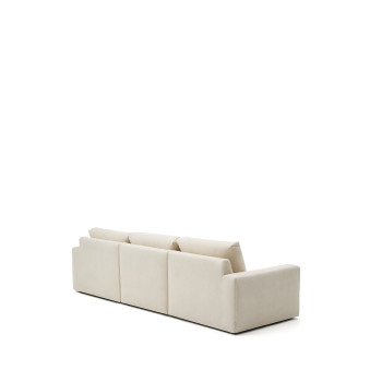 Alea 4-seater modular sofa with removable chenille cover, right chaise longue, ecru, 310 cm