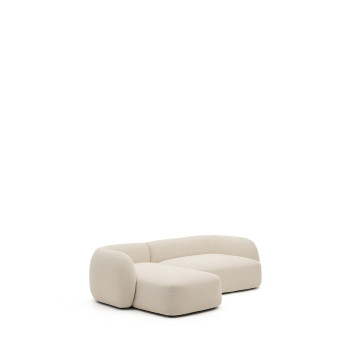 Martina 3-seater modular sofa in chenille with left chaise longue, ecru, 287 cm