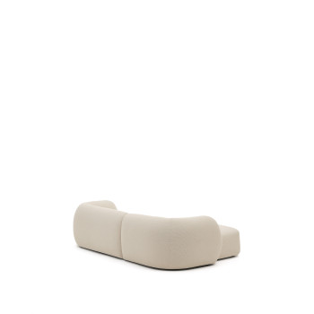 Martina 3-seater modular sofa in chenille with left chaise longue, ecru, 287 cm