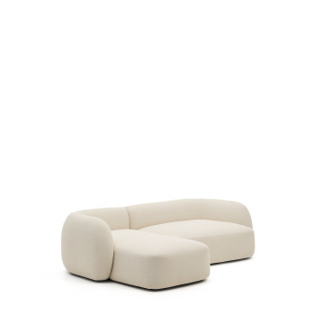 Martina 3-seater modular sofa in chenille with left chaise longue, ecru, 287 cm