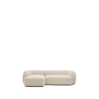 Martina 3-seater modular sofa in chenille with left chaise longue, ecru, 287 cm