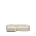 Martina 3-seater modular sofa in chenille with left chaise longue, ecru, 287 cm