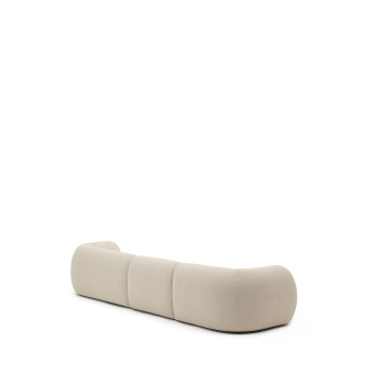 Martina 4-seater modular sofa in chenille with right chaise longue, ecru, 377 cm
