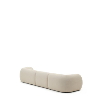 Martina 4-seater modular sofa in chenille with right chaise longue, ecru, 377 cm