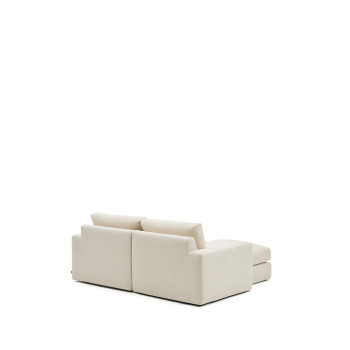 Alea 3-seater modular sofa with removable cover in chenille, left chaise longue, ecru, 220 cm