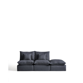 Anarela 2-seater modular sofa with removable cover and linen and viscose end piece