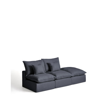 Anarela 2-seater modular sofa with removable cover and linen and viscose end piece