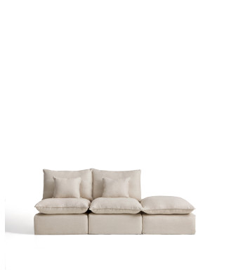 Anarela 2-seater modular sofa with removable cover and linen and viscose end piece