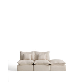 Anarela 2-seater modular sofa with removable cover and linen and viscose end piece