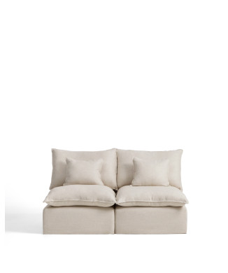 Anarela 2-seater modular sofa with removable cover in linen and viscose