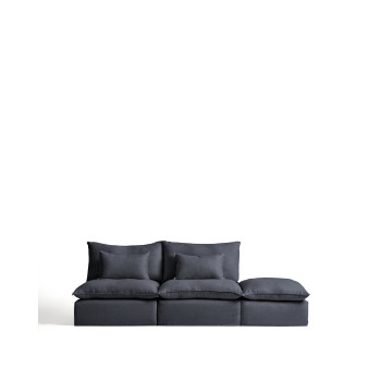 Anarela 3-seater modular sofa with removable cover and linen and viscose end piece