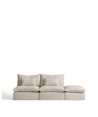 Anarela 3-seater modular sofa with removable cover and linen and viscose end piece