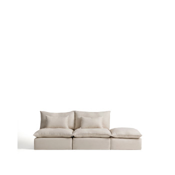 Anarela 3-seater modular sofa with removable cover and linen and viscose end piece
